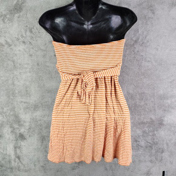 Women's BCBGMAXAZRIA Strapless Orange & White Striped Dress  Size M - Picture 5 of 11